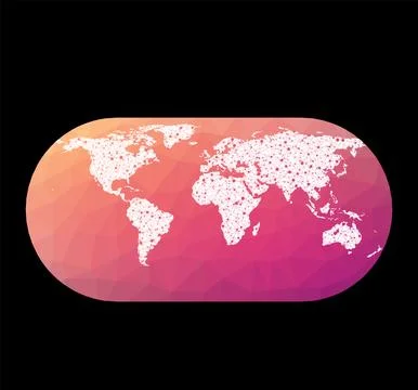 World network map. Eckert III projection. Wired globe in Eckert 3 projectio.. Illustrazione stock