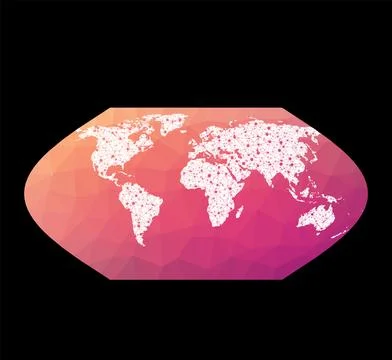 World network map. Eckert V projection. Wired globe in Eckert 5 projection .. Illustrazione stock
