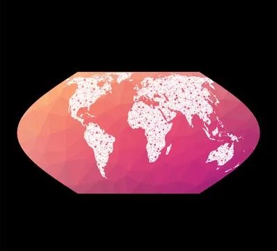 World network map. Eckert VI projection. Wired globe in Eckert 6 projection.. Illustrazione stock