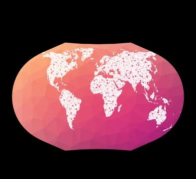 World network map. Ginzburg V projection. Wired globe in Ginzburg 5 project.. Stock Illustration