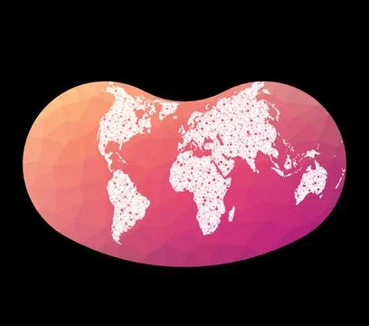 World network map. Hill eucyclic projection. Wired globe in Hill projection.. Illustrazione stock