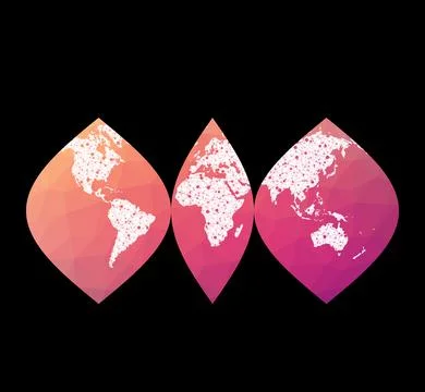 World network map. Interrupted sinusoidal projection. Wired globe in Interr.. Stock Photos