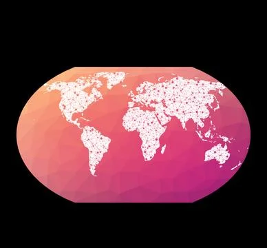 World network map. Kavrayskiy VII pseudocylindrical projection. Wired globe.. Ilustração Stock