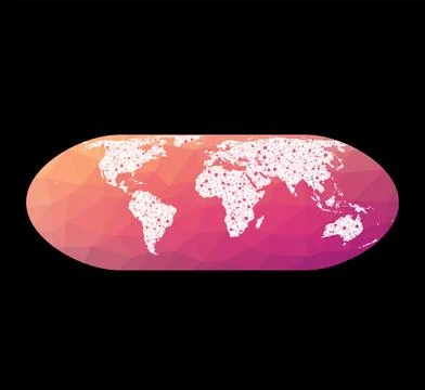 World network map. Nell-Hammer projection. Wired globe in Nell Hammer proje.. Illustrazione stock