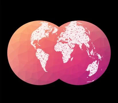 World network map. Nicolosi globular projection. Wired globe in Nicolosi pr.. Illustrazione stock