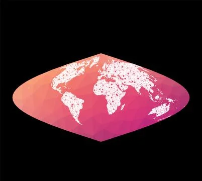 World network map. Sinusoidal projection. Wired globe in Sinusoidal project.. Illustrazione stock