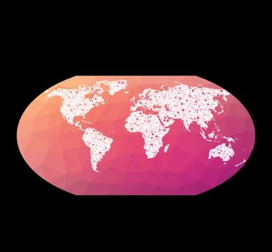 World network map. Wagner VI projection. Wired globe in Wagner 6 projection.. Illustrazione stock