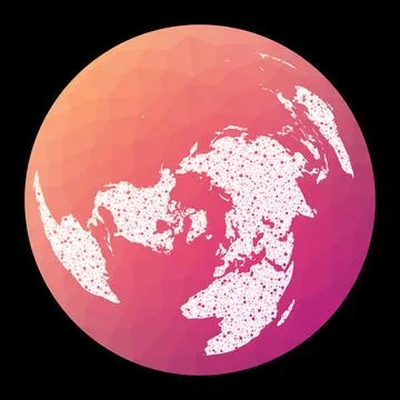World network map. Wiechel projection. Wired globe in Wiechel projection on.. Illustrazione stock