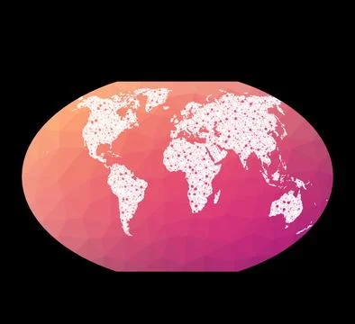 World network map. Winkel tripel projection. Wired globe in Winkel 3 projec.. Illustrazione stock