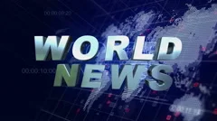 World News 3D Broadcast Animation Blue Map Background 4KStock Footage World News 3D Broadcast Animation Blue Map Background 4KStock Footage