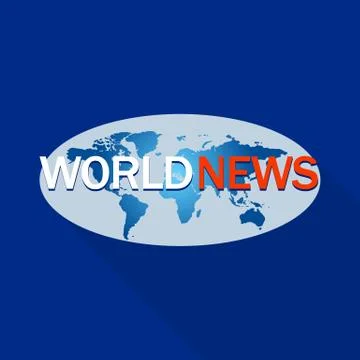 World news program logo, flat style Stock Illustration