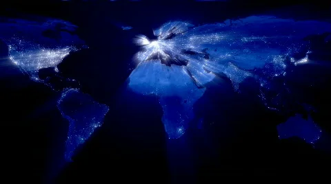 World at Night with Ray of Lights (Loop) Stock Footage 374667