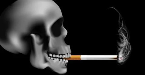 World no tabacco day campaign illustration no cigarette for health scary skul Stock Illustration