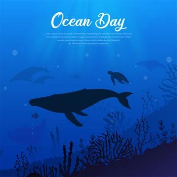 World ocean day design background. Ocean Underwater design background vector Stock Illustration