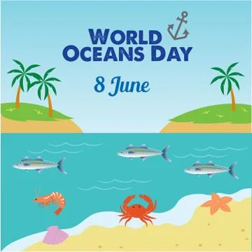 World Ocean Day Stock Illustration