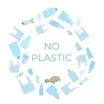 World ocean day, stop plastoc pollution, ecology water protection on white Stock Illustration