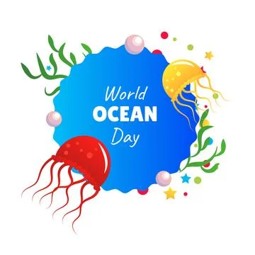 World ocean day vector cartoon illustration Stock Illustration