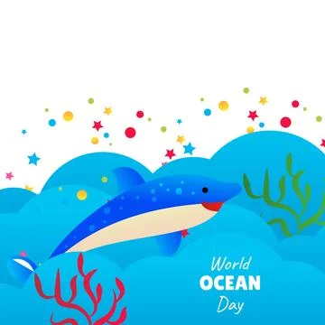 World ocean day vector cartoon illustration Stock Illustration