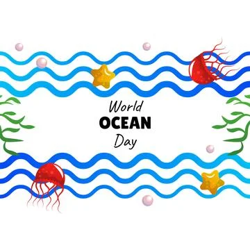 World ocean day vector cartoon illustration Stock Illustration