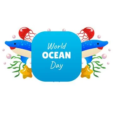 World ocean day vector cartoon illustration Stock Illustration