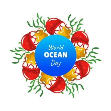 World ocean day vector cartoon illustration Stock Illustration