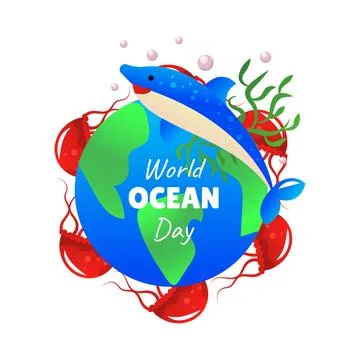 World ocean day vector cartoon illustration Stock Illustration