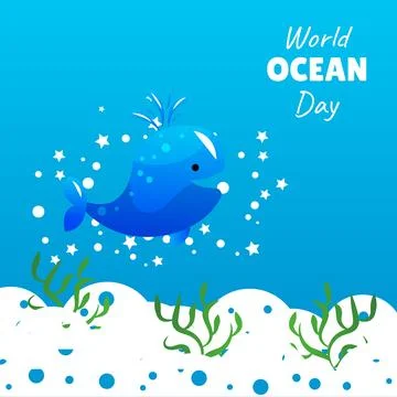 World ocean day vector cartoon illustration Stock Illustration
