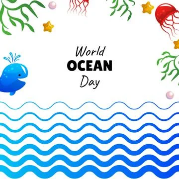 World ocean day vector cartoon illustration Stock Illustration