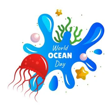 World ocean day vector cartoon illustration Stock Illustration