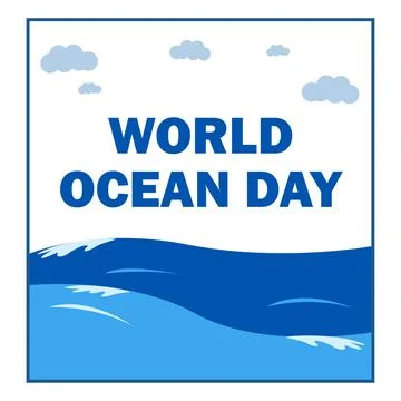World ocean day vector illustration with blue text effect inside rectangle sh Illustrazione stock