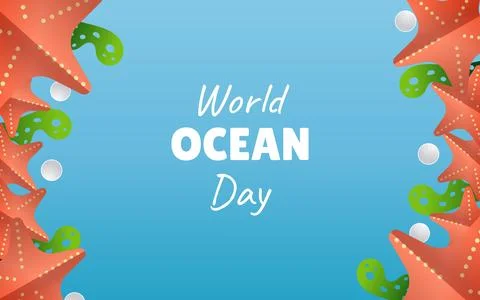 World ocean day vector paper cut banner Stock Illustration