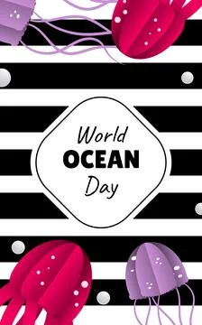 World ocean day vector paper cut banner Stock Illustration