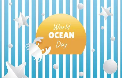 World ocean day vector paper cut banner Stock Illustration