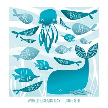 World oceans day concept Stock Illustration