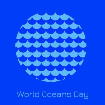 World Oceans Day. Waves in a circle, which is the symbol of the Earth Stock Illustration