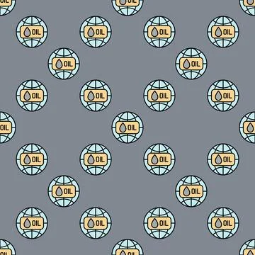 World with Oil vector colored seamless pattern 스톡 일러스트