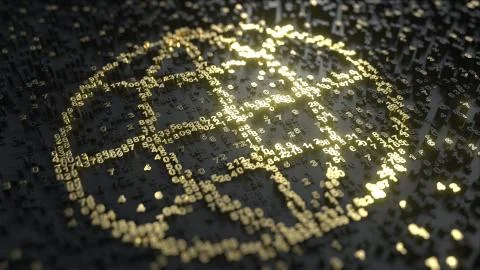 World or Earth globe icon made of gold numbers. Global digital technology Stock Illustration