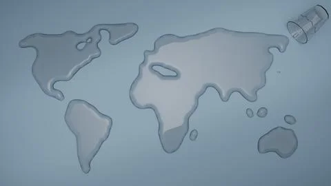 World or Global Map created by spilled Water from glass Stock Illustration