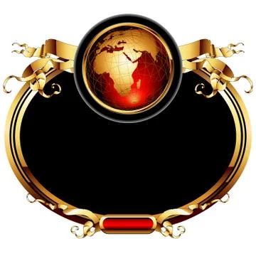 World with ornate frame Illustrazione stock