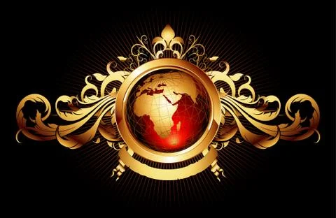 World with ornate frame Stock Illustration