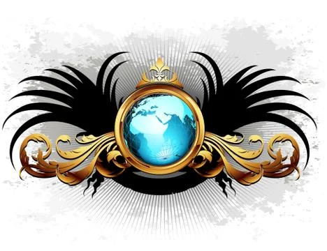 World with ornate frame Illustrazione stock