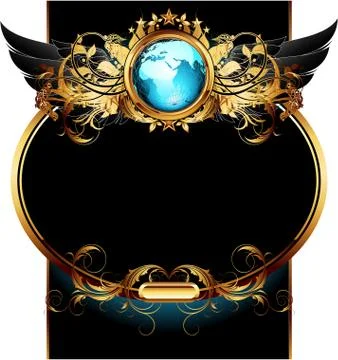World with ornate frame Illustrazione stock