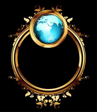 World with ornate frame Stock Illustration