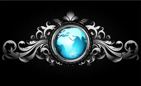 World with ornate frame Illustrazione stock