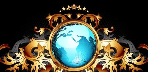 World with ornate frame Illustrazione stock