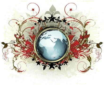 World with ornate frame Stock Illustration