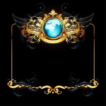 World with ornate frame Stock Illustration