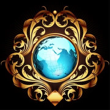 World with ornate frame Stock Illustration
