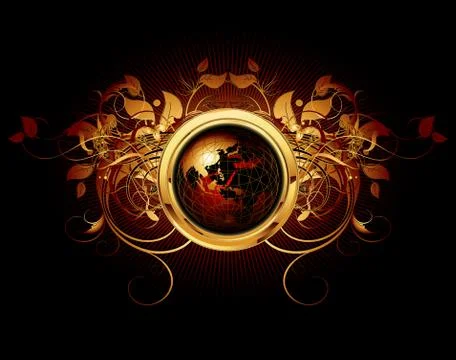 World with ornate Illustrazione stock