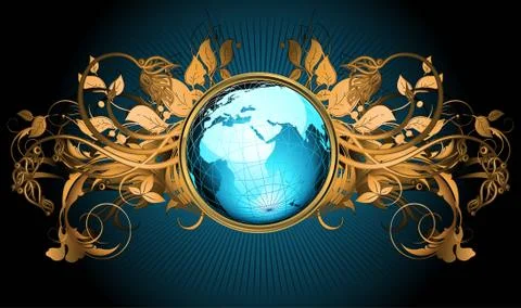 World with ornate Stock Illustration